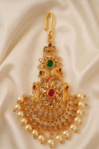 Multicolor peacock bridal maangtikka