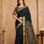 black embroidery with printed zari jaqurad border georgette saree