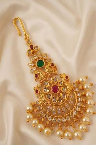 Multicolor peacock bridal maangtikka