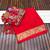 red embroidery with printed zari jaqurad border georgette saree