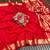 red embroidery with printed zari jaqurad border georgette saree
