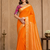 orange embroidery with printed zari jaqurad border georgette saree