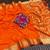 orange embroidery with printed zari jaqurad border georgette saree