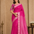 pink embroidery with printed zari jaqurad border georgette saree