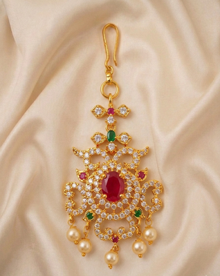 Multicolor maangtikka with ruby stone 1