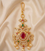 Multicolor maangtikka with ruby stone