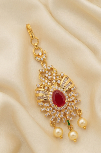 Cute little ruby cz maangtikka
