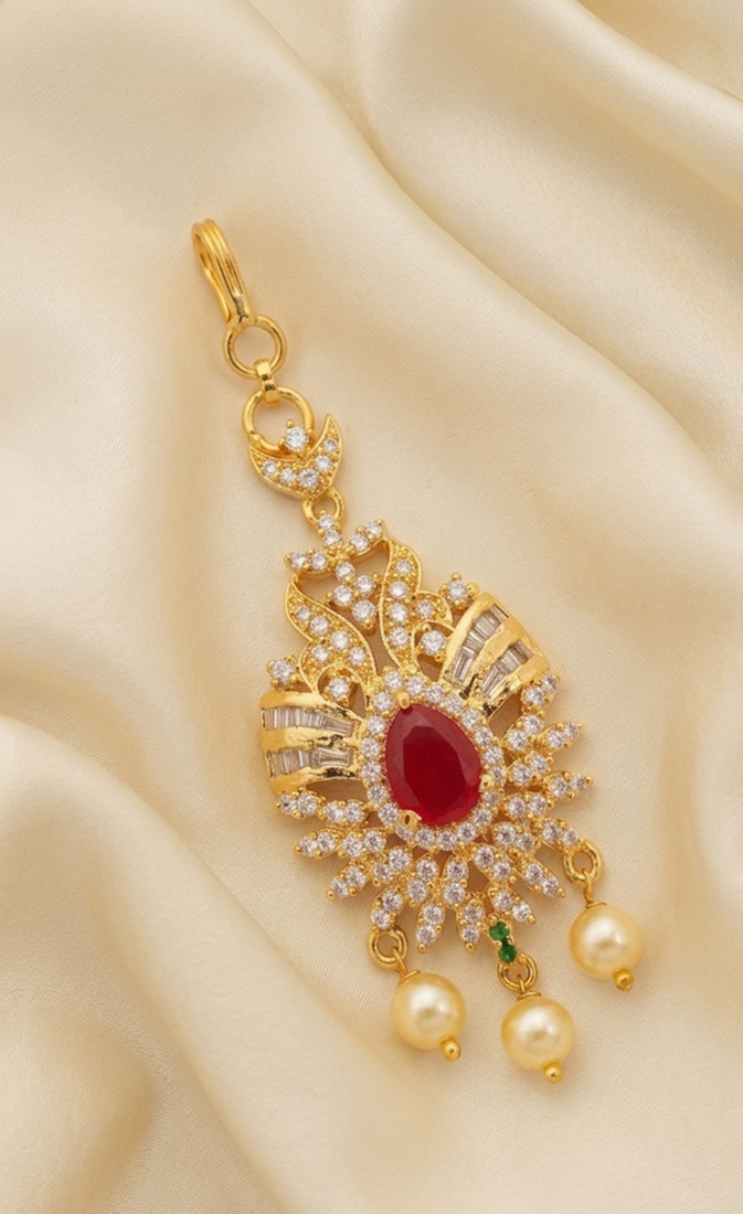 Cute little ruby cz maangtikka