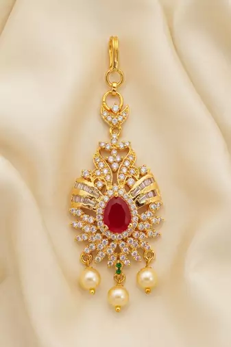 Cute little ruby cz maangtikka