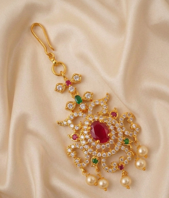 Multicolor maangtikka with ruby stone 2