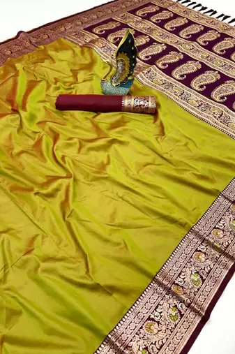 Olive color premium silk saree collection