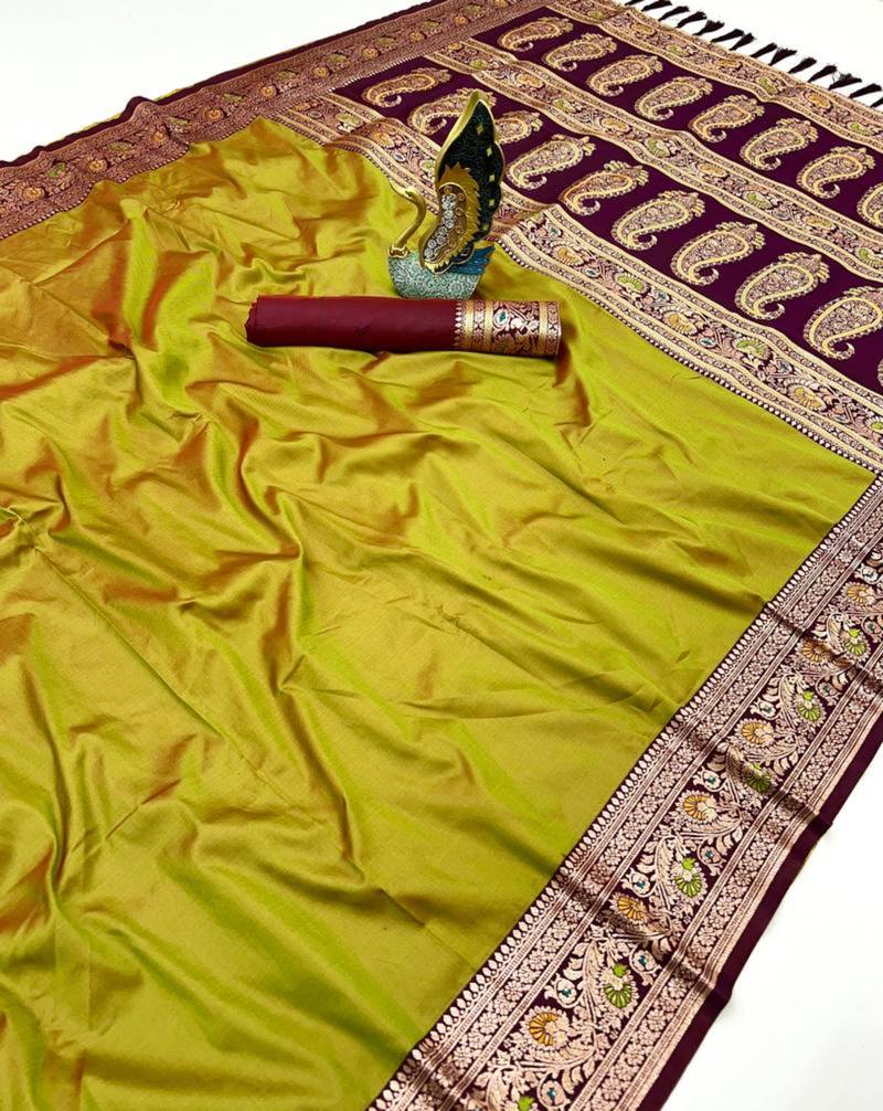 Olive color premium silk saree collection
