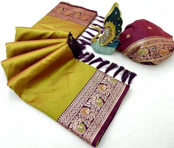Olive color premium silk saree collection 2