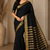 black jaqurad border and zari chit pallu khaddi crep georgette sareewith tassels 