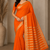 orange jaqurad border and zari chit pallu khaddi crep georgette sareewith tassels 