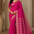 pink jaqurad border and zari chit pallu khaddi crep georgette sareewith tassels 