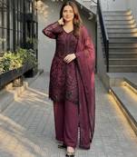 Lite maroon georgette  party wear embroidery  suit set