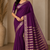 plum jaqurad border and zari chit pallu khaddi crep georgette sareewith tassels 
