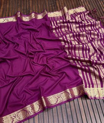 plum jaqurad border and zari chit pallu khaddi crep georgette sareewith tassels  3