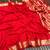 red jaqurad border and zari chit pallu khaddi crep georgette sareewith tassels 