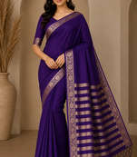 purple jaqurad border and zari chit pallu with tassels khaddi crep georgette saree