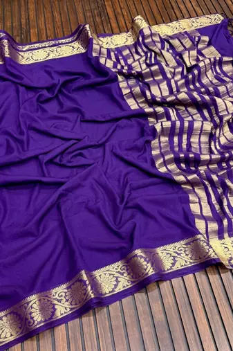 purple jaqurad border and zari chit pallu with tassels khaddi crep georgette saree