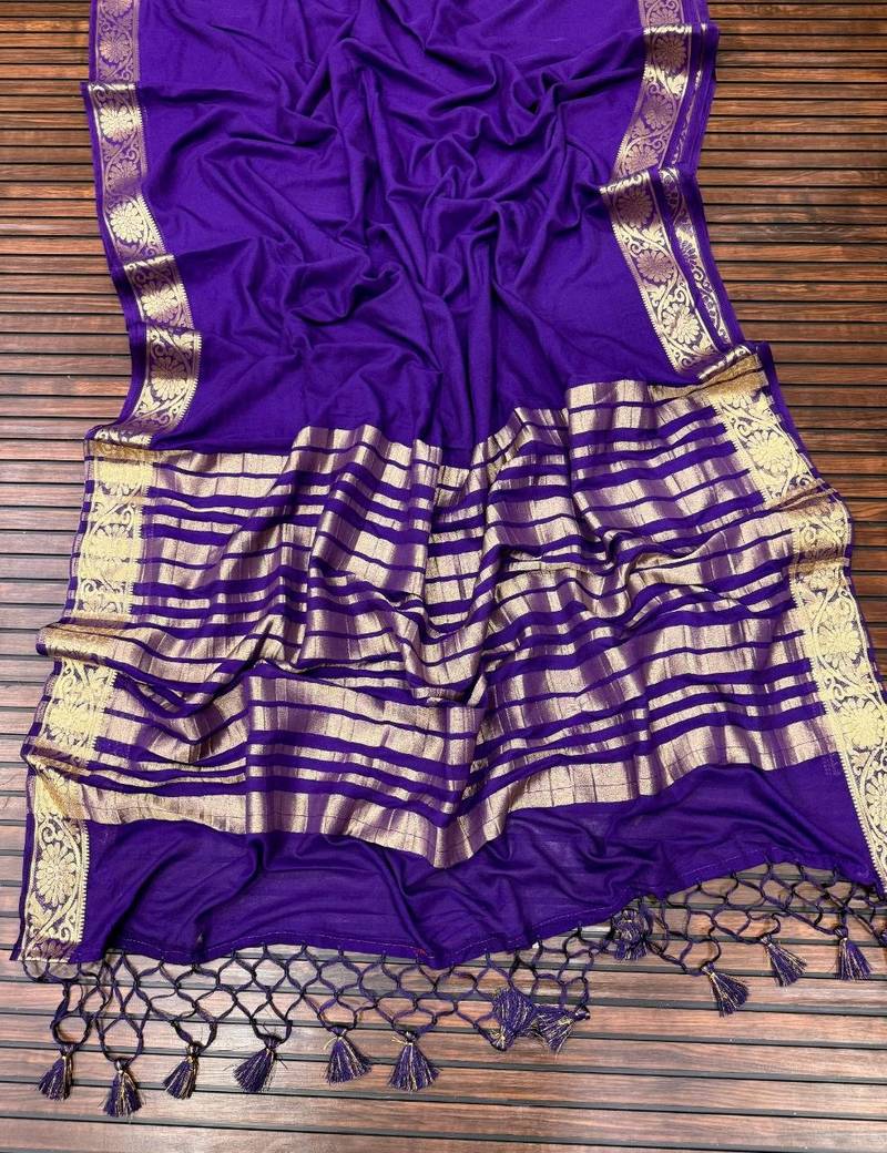 purple jaqurad border and zari chit pallu with tassels khaddi crep georgette saree