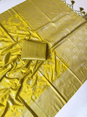 yellow jaqurad border with tassels on pallu a khaddi crep georgette saree 2