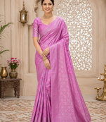 pink jaqurad border with tassels on pallu a khaddi crep georgette saree