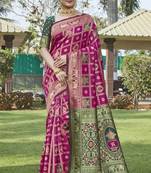 Pink woven jacquard art banarasi silk  saree with blouse piece.