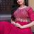 Pink zari & sequins embroidered work georgette stitched kurta gown