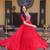 Red zari & sequins embroidered work georgette stitched kurta gown