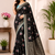 black sequin embroidery cut lace fitting viscos khaddi creap georgette saree