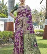 Wine woven jacquard art  banarasi silk  saree with blouse piece.