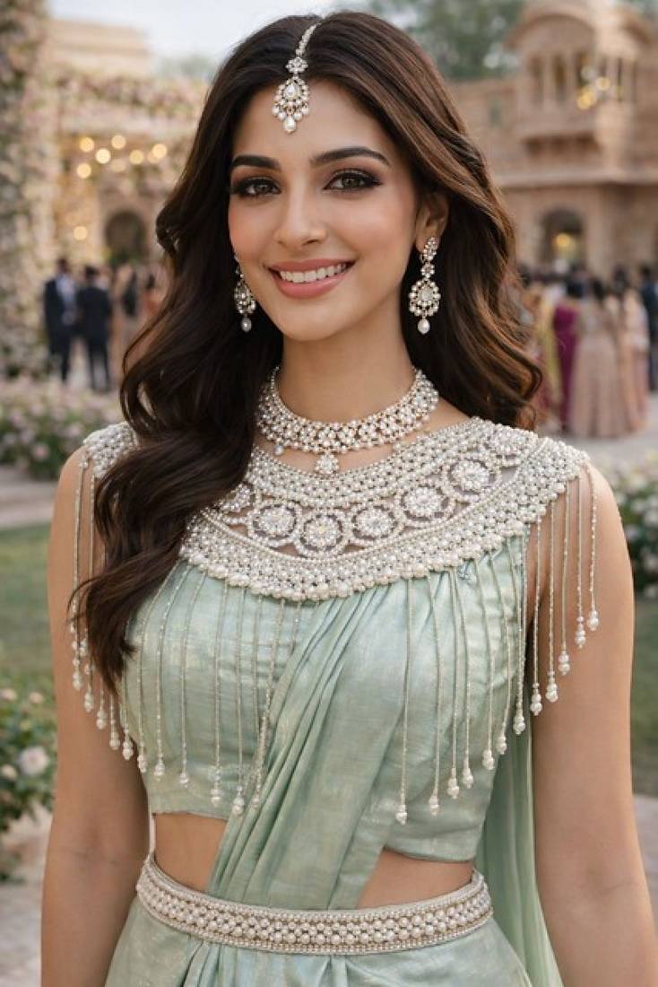 Graceful women's sea green satin embroidered ready to wear satin saree with unstiched blouse