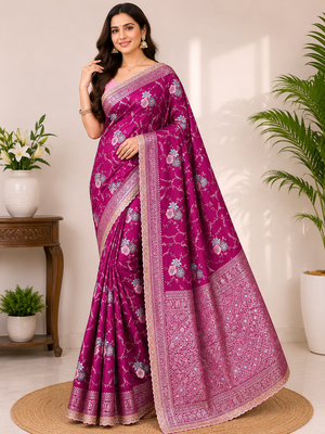purple sequin embroidery cut lace fitting viscos khaddi creap georgette saree 1