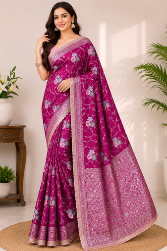 purple sequin embroidery cut lace fitting viscos khaddi creap georgette saree