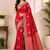 red sequin embroidery cut lace fitting viscos khaddi creap georgette saree
