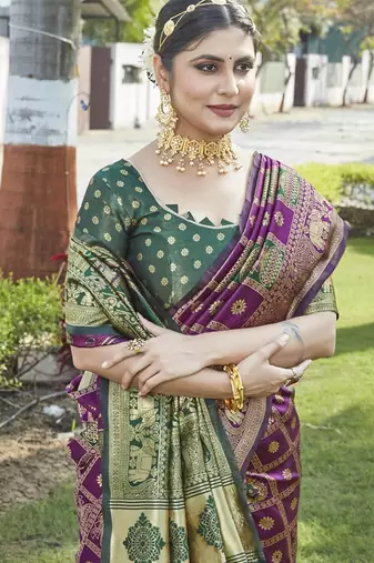 Wine woven jacquard art  banarasi silk  saree with blouse piece.