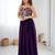 Elegant wine georgette gown featuring multicolor floral embroidered bodice and flowing full-length flared design