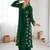 Elegant dark green georgette kurta set with floral embroidery and stylish balloon pants