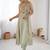 Elegant pista green georgette embroidered straight kurta with coordinated tapered pants set
