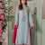 Women's Gorgeous Thread Work French Crepe Fabric Straight Kurta Palazzo and Dupatta Set