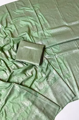light green tassels on pallu a with border khaddi crep georgette saree