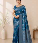 teal tassels on pallu a with border khaddi crep georgette saree