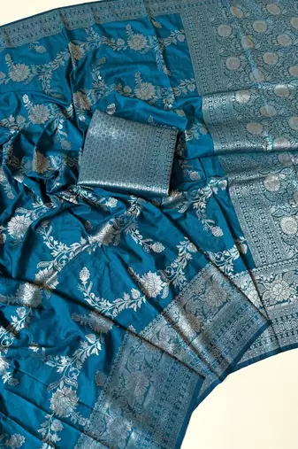 teal tassels on pallu a with border khaddi crep georgette saree