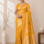 yellow tassels on pallu a with border khaddi crep georgette saree