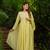 Women's Gorgeous Thread Work Chanderi Silk Fabric Flared Kurta Pant and Dupatta Set