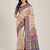 cream-black printed pasmina print with dori fitting silk jaqurad saree