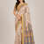 cream-yellow printed pasmina print with dori fitting silk jaqurad saree